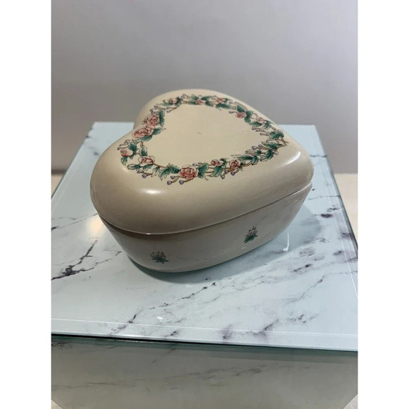 Interpur Ceramic Flower Rose Trinket Heart Box Cottage Core Fairy Core - Picture 4 of 7